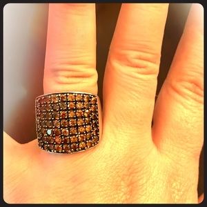 Sterling silver and orange stone cocktail ring